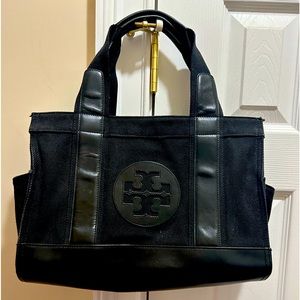 Tory Burch Ella Tote Bag - black canvas - like new.